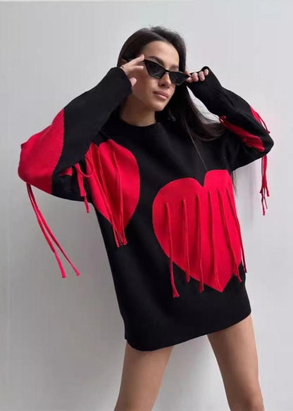 Trendy Pink Heart Pullover - Playful Comfort
