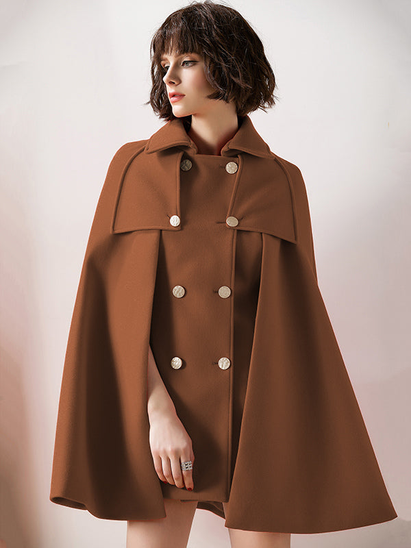Women Burgundy Wool Blend Poncho Oversized Cape Coat Winter Outerwear 2026