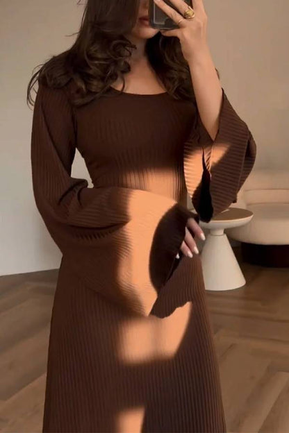 Elegant Tie-waist Knitted Dress
