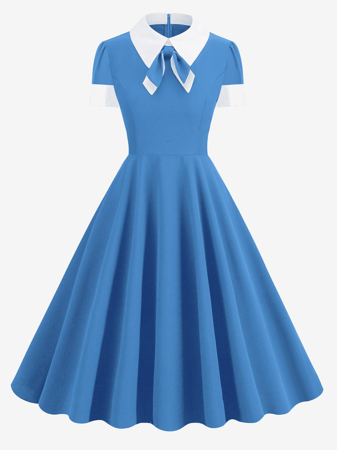 Vintage 1950s Swing Cocktail Dress for Women - V Neck Short Sleeve A-Line Ruched Bust Rockabilly Midi Gown - Wedding Guest 2026