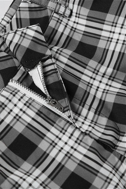 Vintage Plaid Wide Leg Cargo Pants