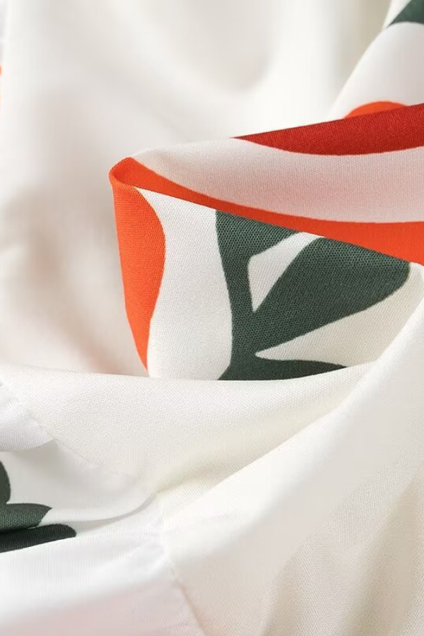 Positioning Plant Leaf Print Long Dress