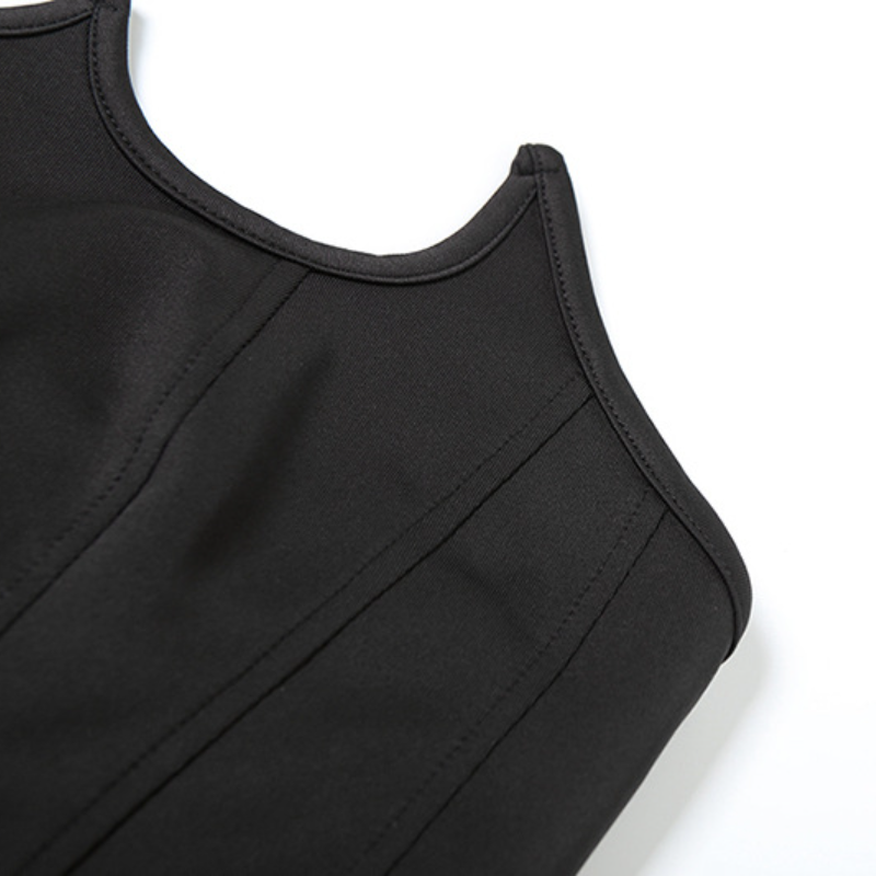 Zip-up backless solid corset tube top