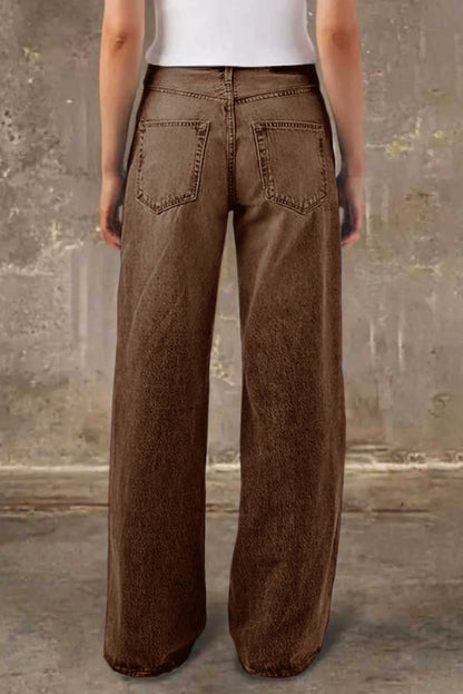 Stylish Casual Pocket Loose Straight Leg Jeans