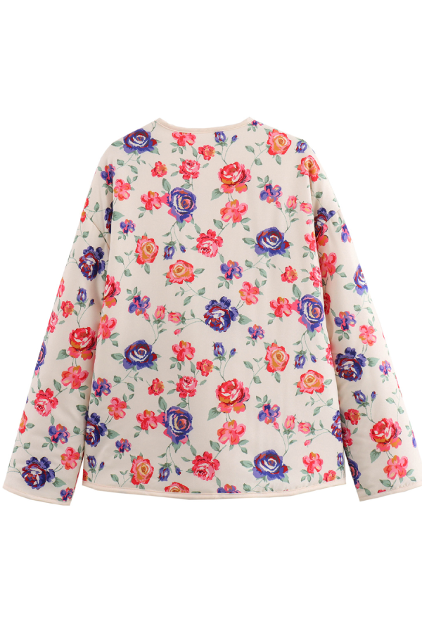 Street V-neck Loose Cardigan Fashion Print Cotton Coat for Women