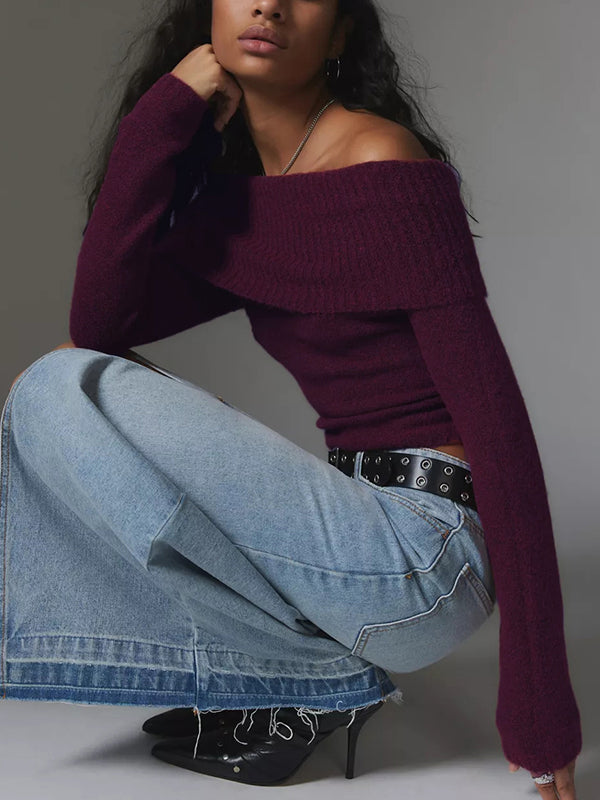 Solid Off Shoulder Sweater