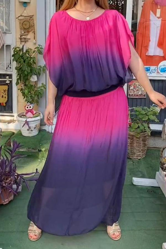 Casual Round Neck Gradient Two-piece Suit