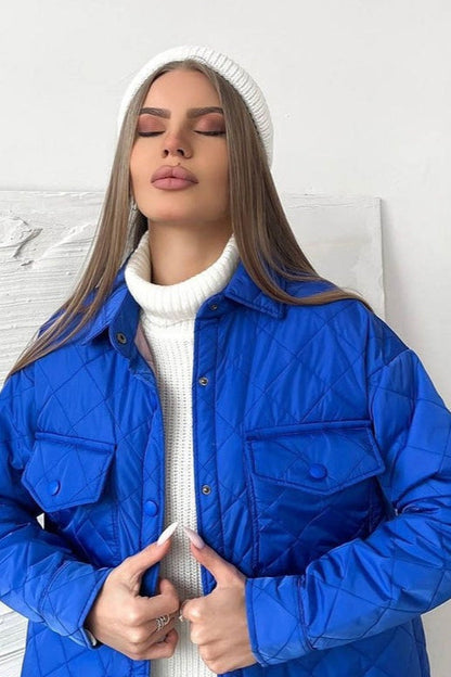 Oversized Longline Diamond Quilted Puffer Jacket