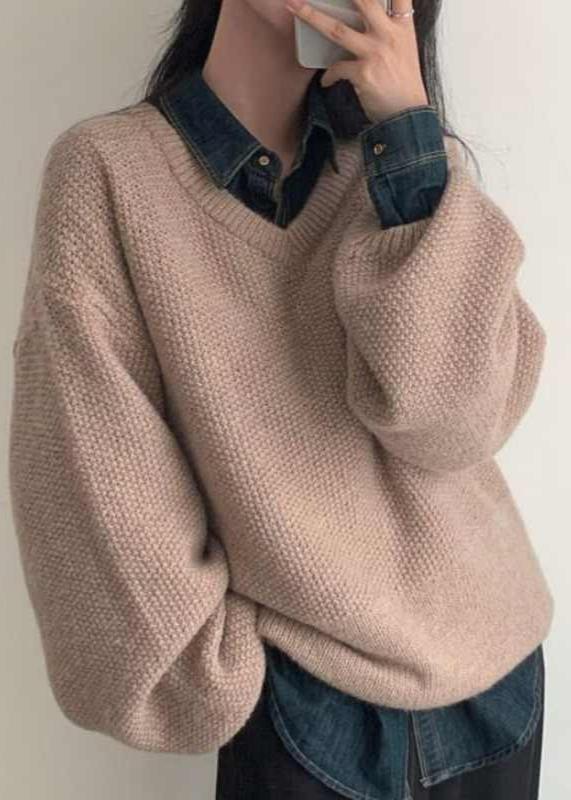Cozy V-neck Loose Knit Pullover