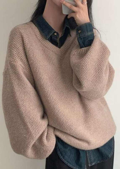 Cozy V-neck Loose Knit Pullover