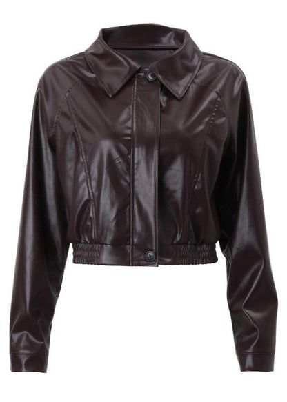 Retro Chic Zippered PU Leather Jacket – American Casual Style