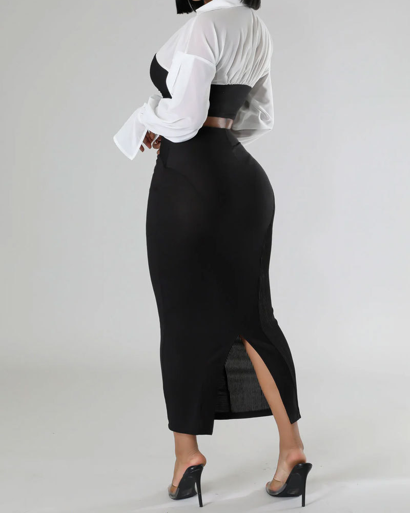Slim High Waist Skirt Suit