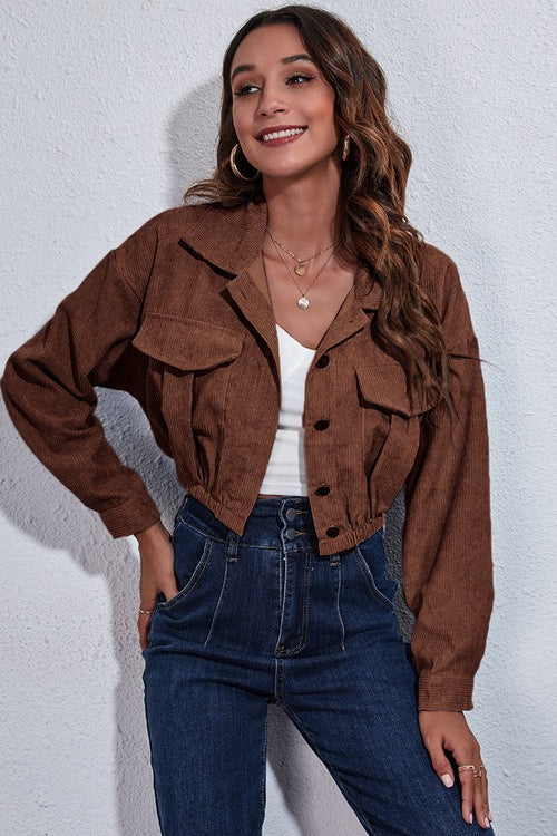 Cinched Waist Corduroy Jacket