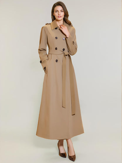 Women's Trench Coat Practical Turndown Collar Buttons Full Length Coat