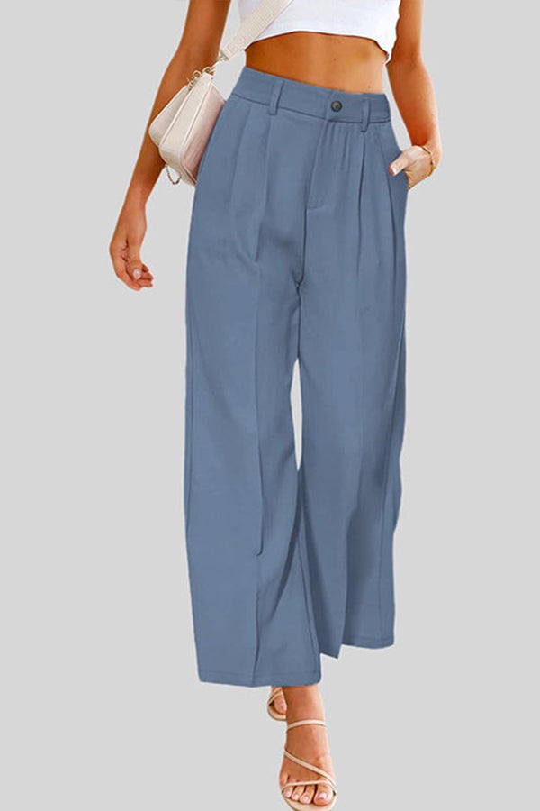 High Waist Wide Leg Pants with Pockets