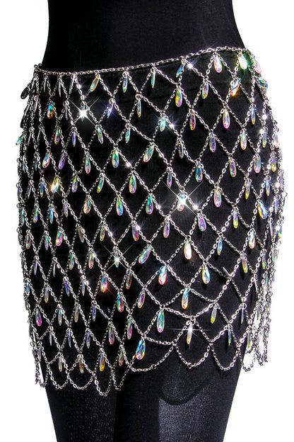 Sexy Hollow Colorful Sparkling Crystal Skirt