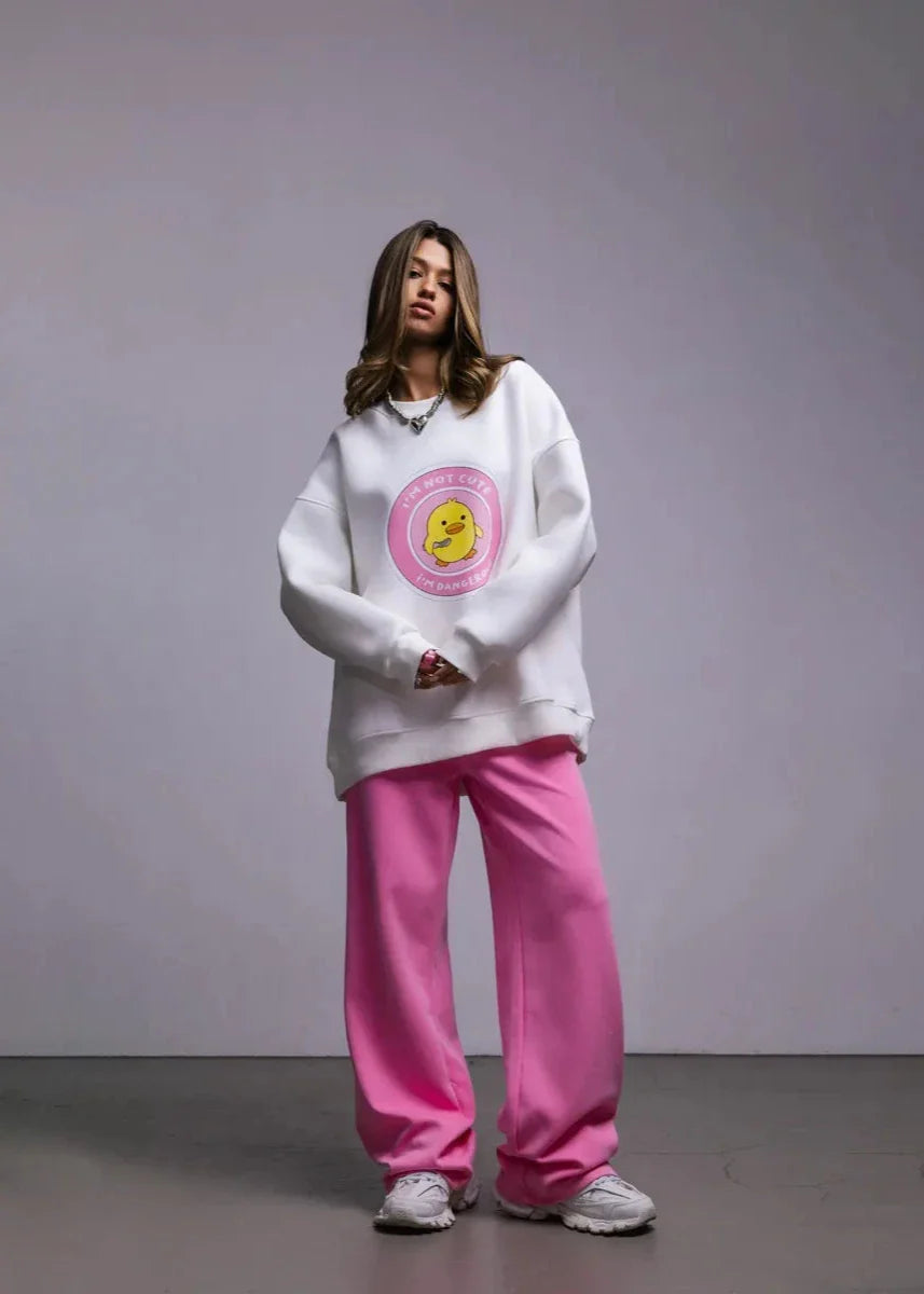 Playful Duck Graphic Oversized Sweatshirt