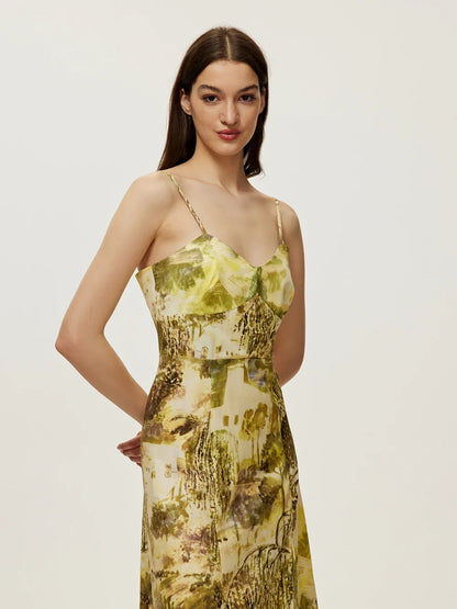 Floral Print Spaghetti Strap Bustier Dress