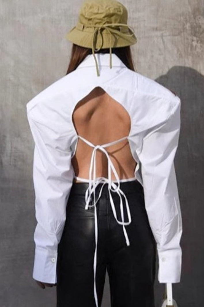 Cutout Back Vintage Blouse