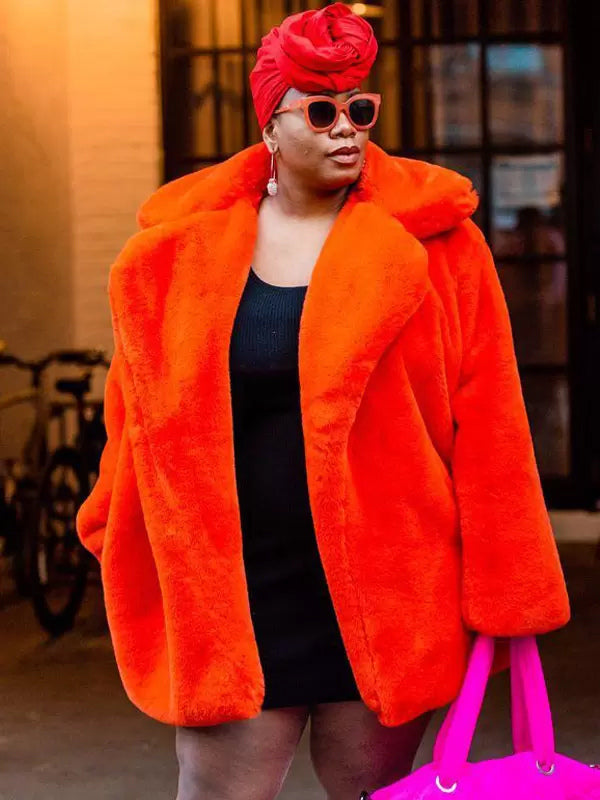 Faux Fur Coat Notched Lapel Winter Chic Eco-friendly Long Jacket For Women 2026