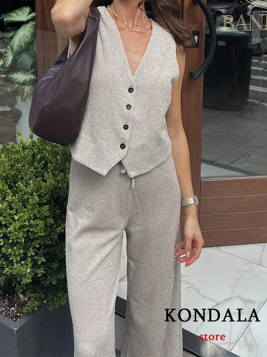Knitted Vest Waist Coat & Pants Coord Set