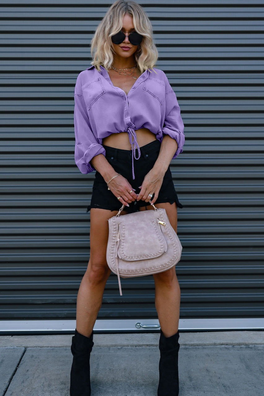 Denim Two Pocket Relaxed Blouse