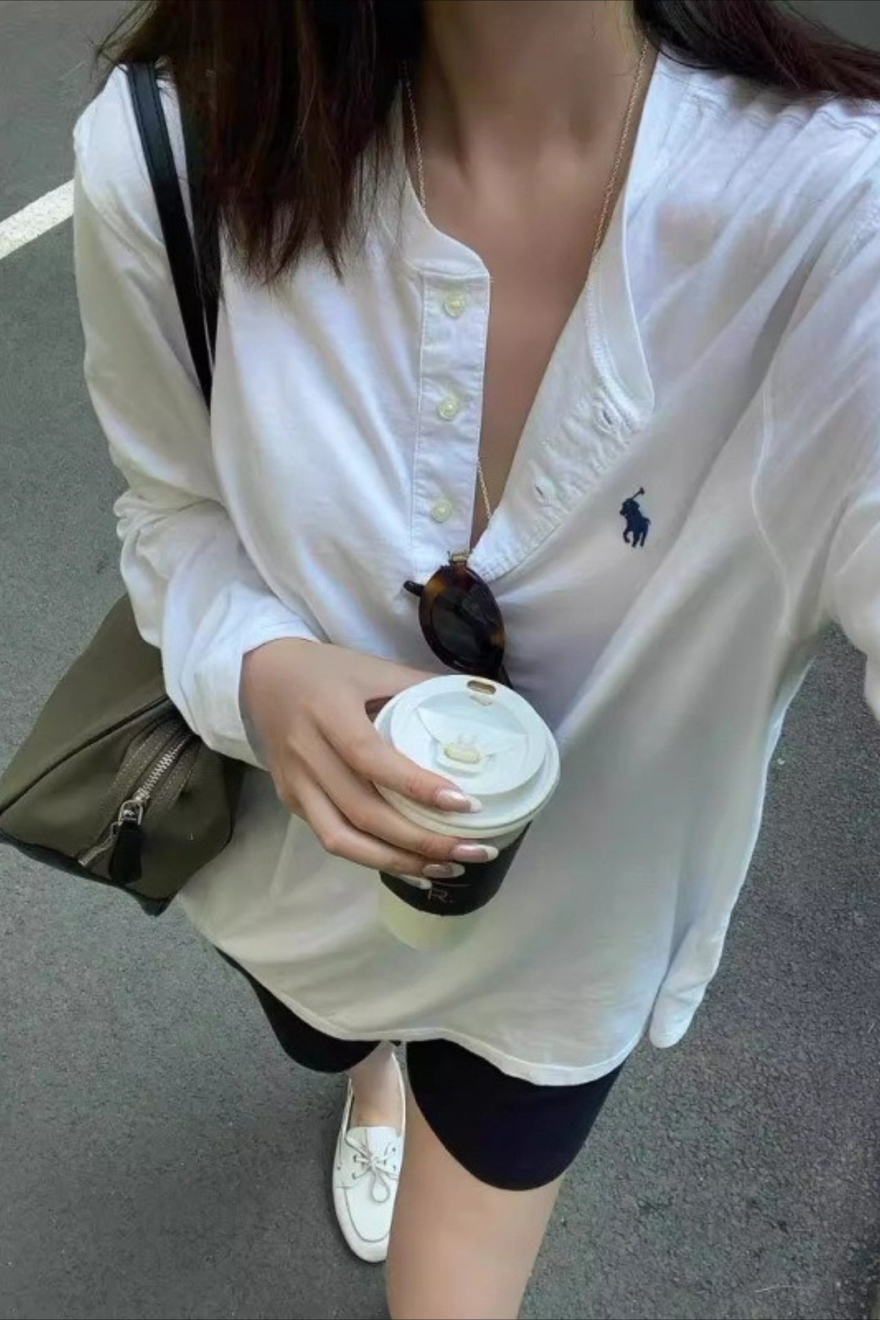 Vintage Logo Henley Long Sleeve Top