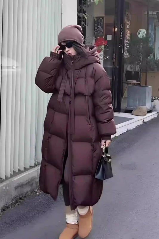 Trendy Long Hooded Puffer Jacket