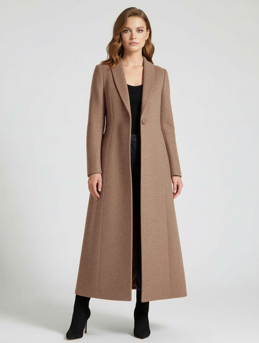 Women's Coat Warm Winter A-line Lapel Full Length Maxi Woolen Coat 2026