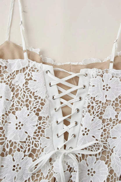 Lace Mesh Cami Maxi Dress