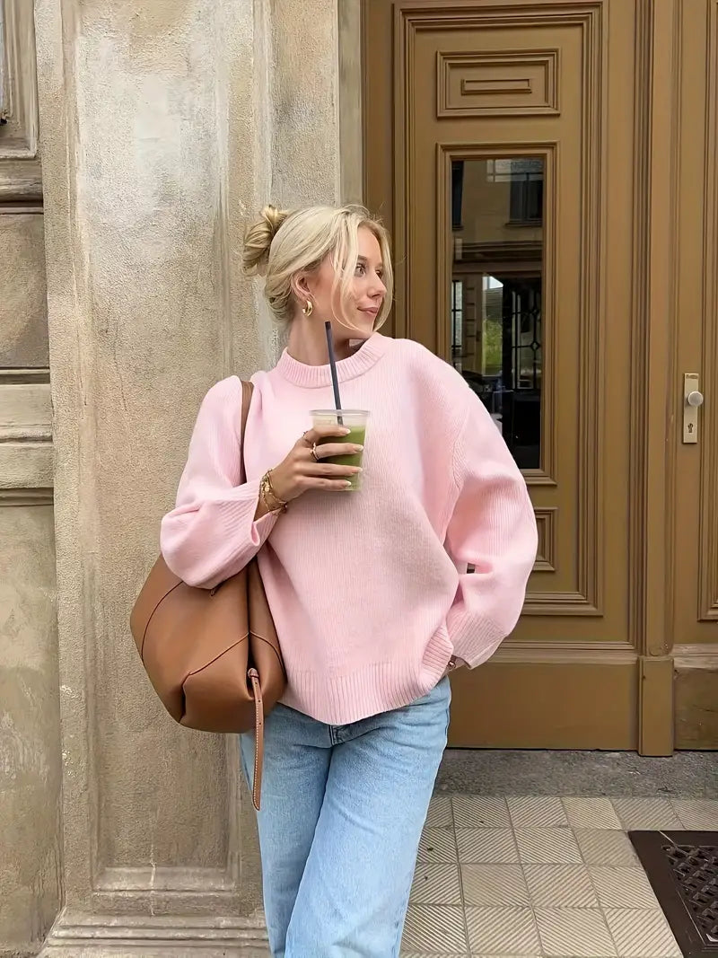 Sweet Crew Neck Pullover Sweater