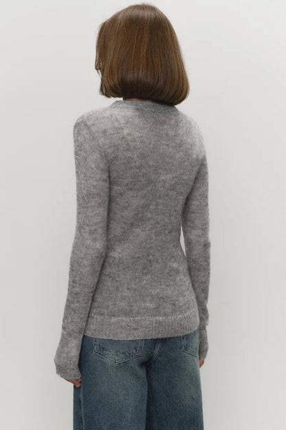 Sheer Blend Round Neck Knit Top