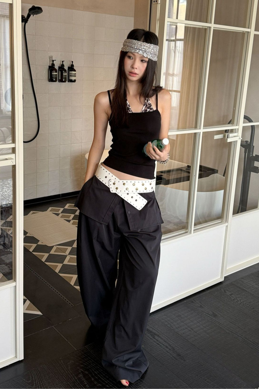Street Style Loose Fit Spliced Wide Leg Pants