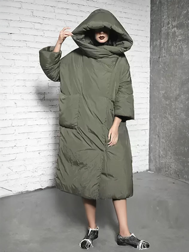 Down Jacket For Women 3/4-Length Sleeve Duck Down Winter Long Outerwear 2026