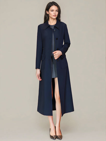 Women's Trench Coat Fashion Polyester Turndown Collar Sash Long Sleeves