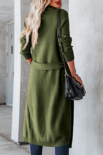 Knitted Tie Lapel Cardigan Sweater Jacket