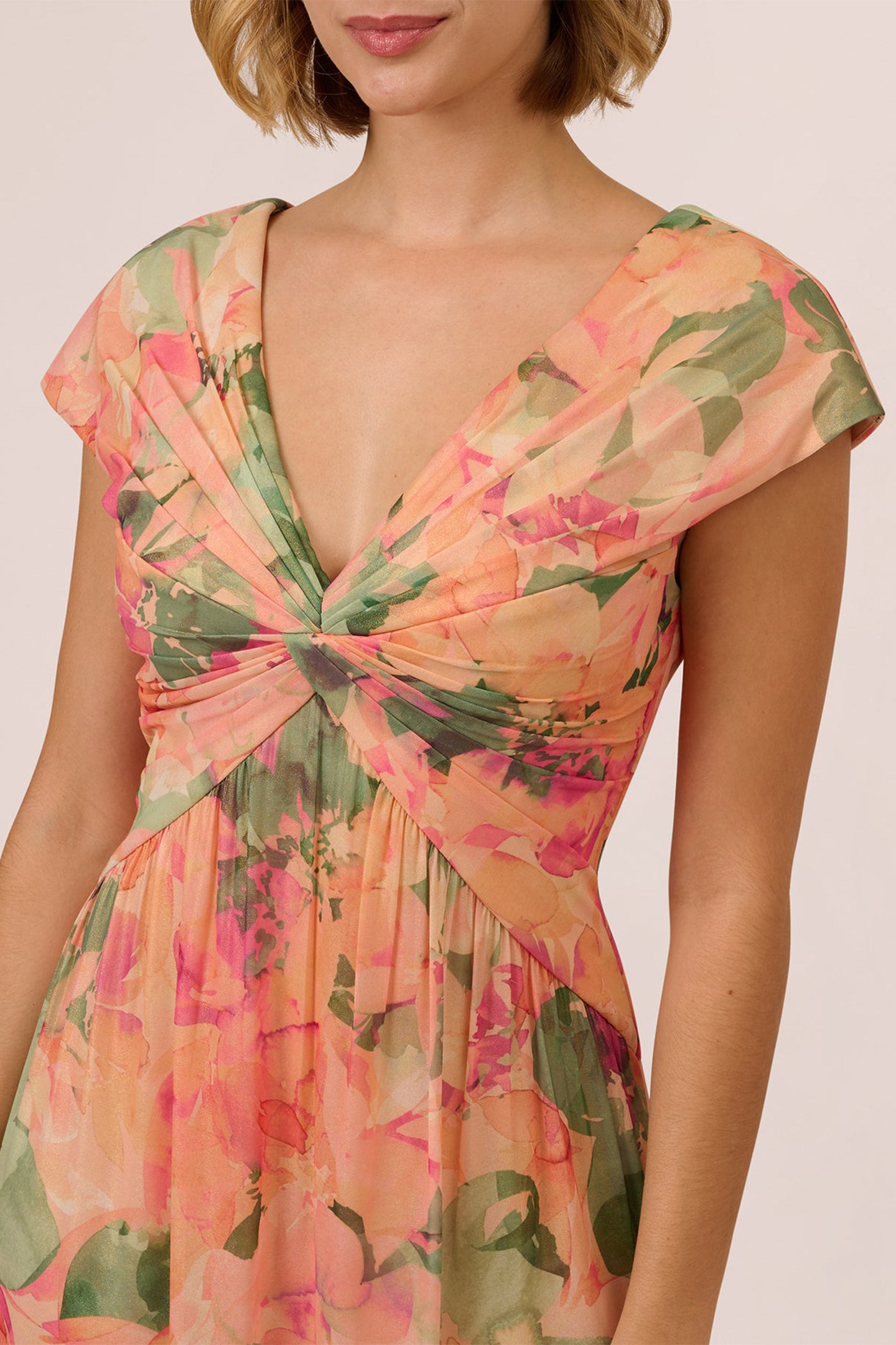 Angela Floral Print Cap Sleeves Maxi Dress