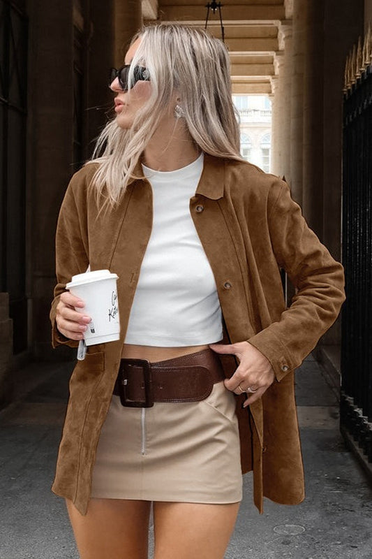 Fashionable Brown Suede Jacket