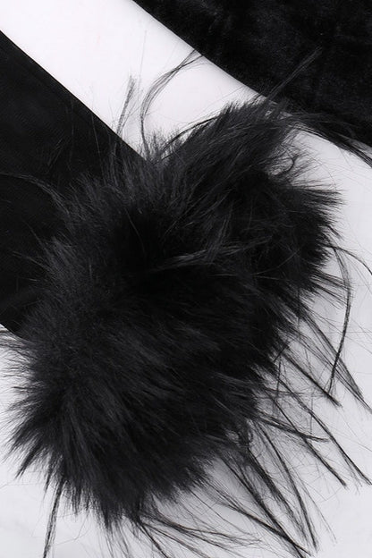 Textured Velvet Fuzzy Accent Cocktail Dress