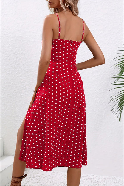 Spaghetti Strap Slit Floral Dress