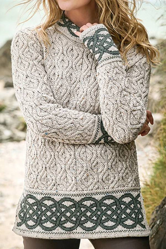 Woman Celtic Jacquard Aran Sweater