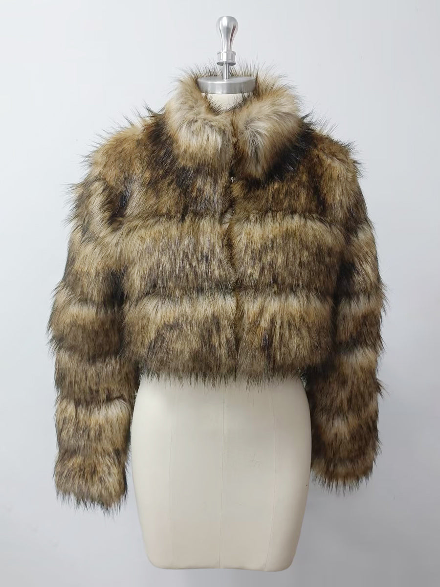 Faux Fur Coats Eco-friendly Winter Plush Cropped Jacket For Women 2026