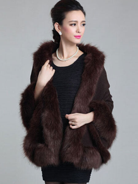 Women's Poncho Knitwear Oversized Faux Fur Coat Spring Outerwear