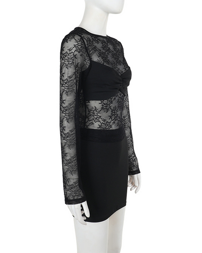 Elegant Slim Lace Top Skirt Set