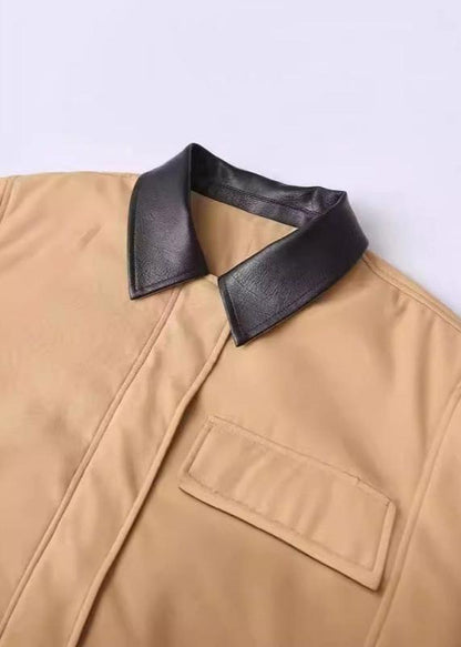 British-Inspired Contrast Collar Cotton Jacket