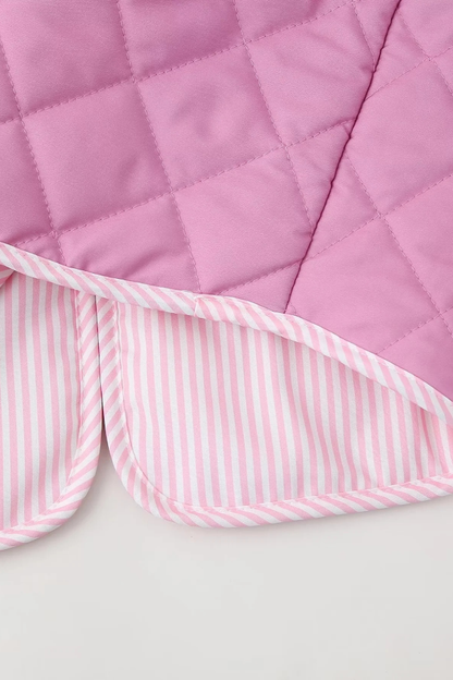 Rose Print Bow Quilted Jacket