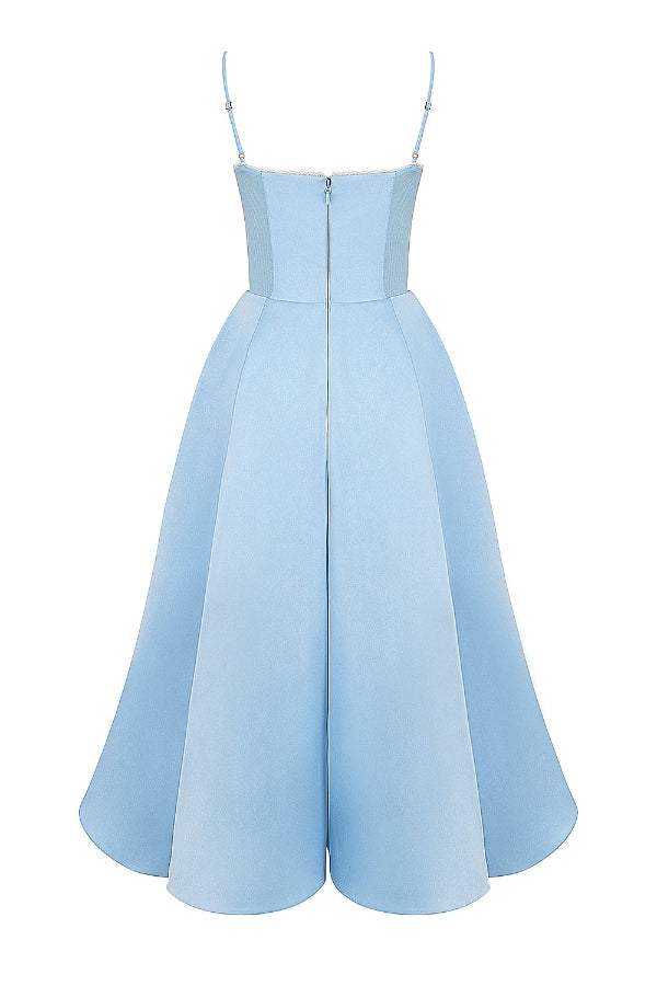 Lace Trim Sweetheart Corset Bodice Tulle Petticoat Fit and Flare Midi Dress