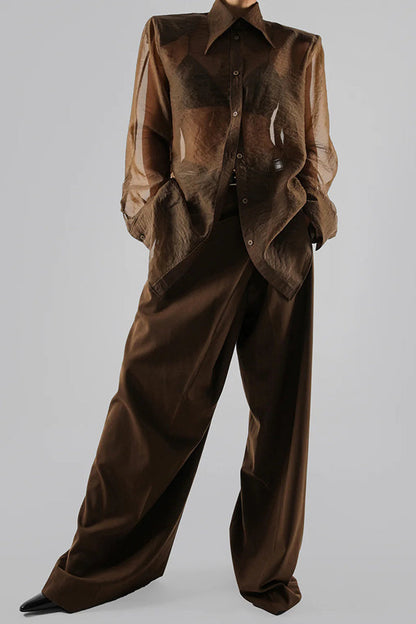 Retro Sheer Loose Long-sleeved Casual Shirt
