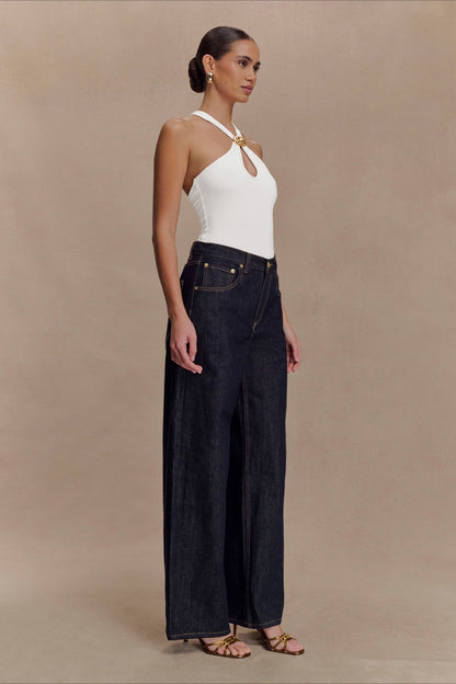 Metal Trim Halter Cutout Chic Tank Top