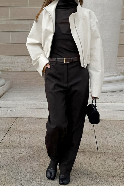 French Minimalist White Trench Jacket